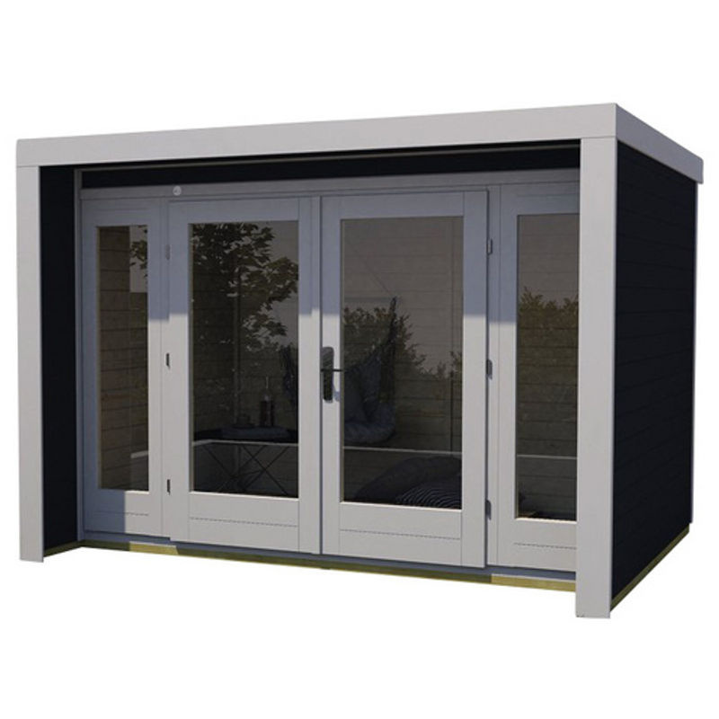 WEKA Gartenhaus Design 263 aus Massivholz in Grau und Anthrazit mit Flachdach B/H/T: 305 x 227 x 235 cm - Bild 2