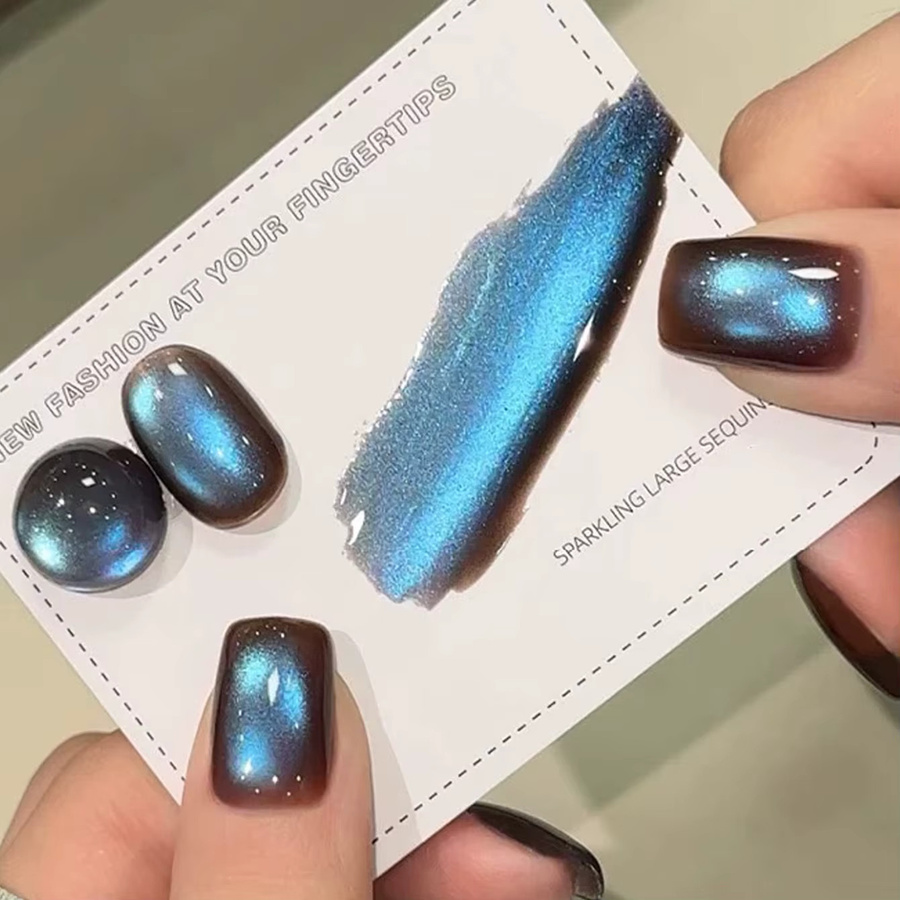 SHAKA Katzenaugen-Nagellack, Schimmernd, Braun Blau - Bild 2
