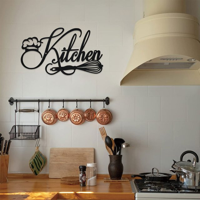 DDPNKL Küchenschild Wanddekoration aus Metall im rustikalen Bauernhaus-Stil, Schwarz - Bild 1
