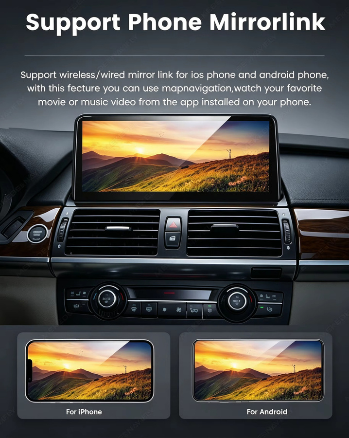 MEKEDE Linux Autoradio mit 10,25 Zoll QLED-Bildschirm für BMW X5 E70 und X6 E71, Stereo Multimedia-Player mit CarPlay, Android Auto, Bluetooth, GPS und WIFI, Schwarz - Bild 4