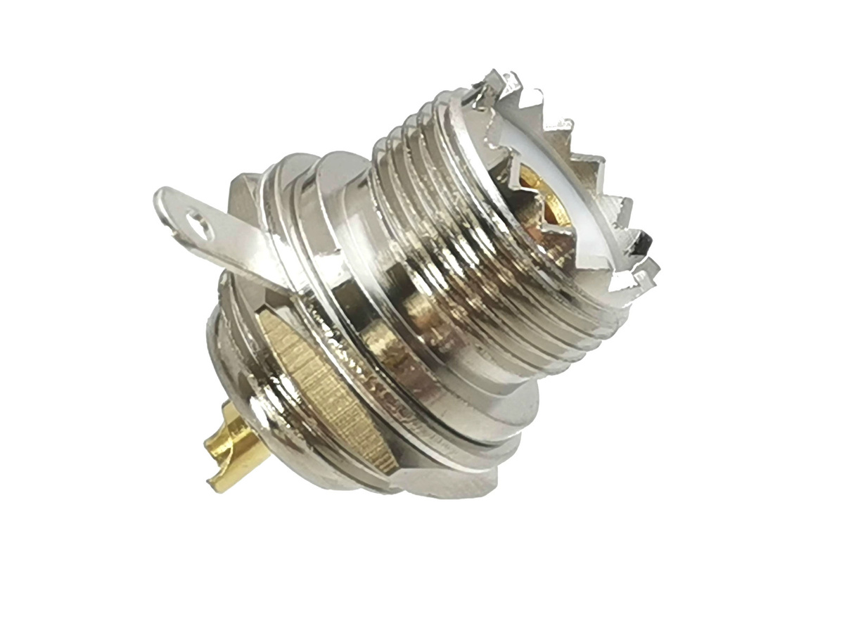 UHF SO239 Weibliche Jackenmutter als Panel Mount RF Koaxial Verbinder aus Messing in Silber - Bild 2