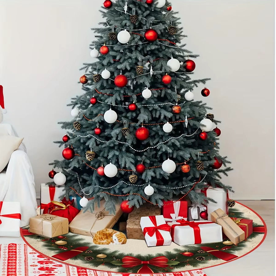 VIKAMA Weihnachtsbaumkleid in Rot und Weiß für die festliche Dekoration - Bild 2