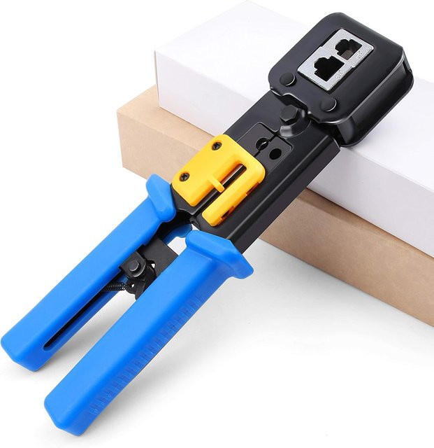 WOZOBUY Multifunktionale Durchgangsloch-Drahtcrimpzange für RJ45 und 8P6P Dual-Use-Crimping Tool - Bild 1