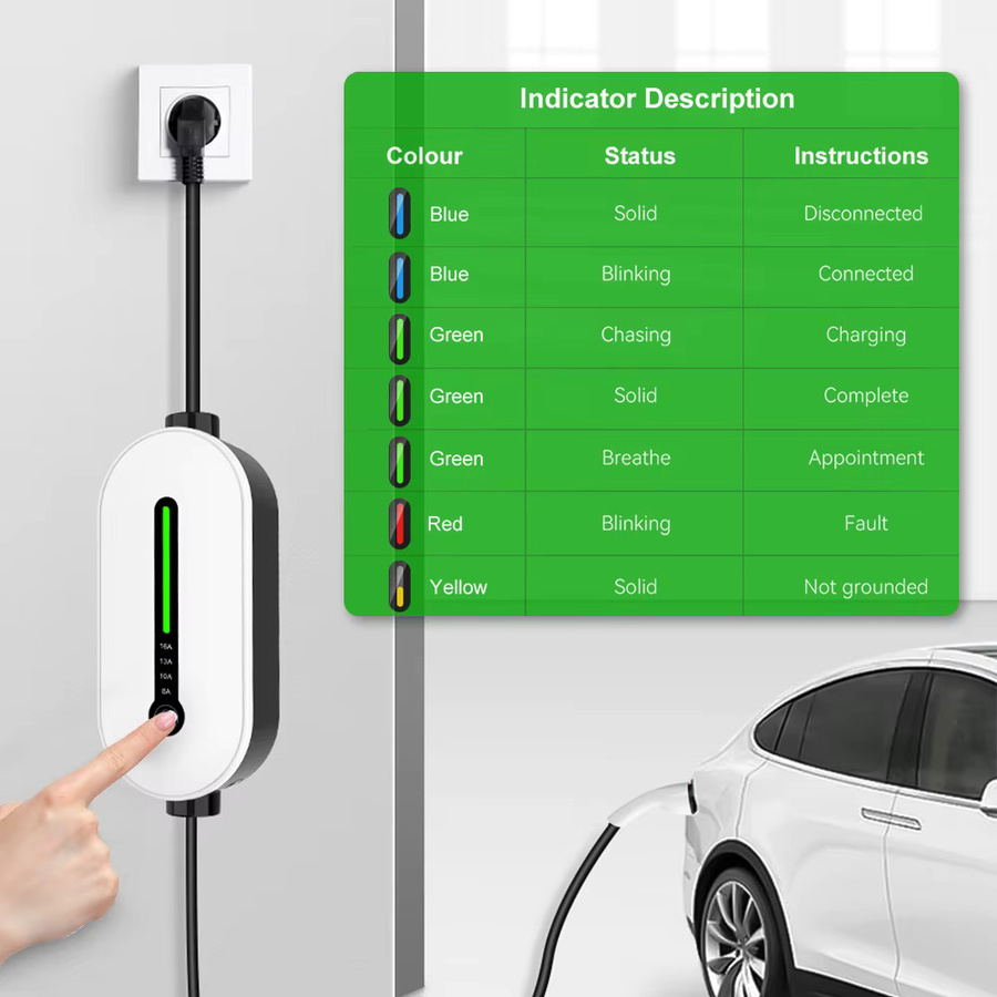 Ipengen EV Ladegerät Wallbox für Elektroautos, 3,5 kW, 16A, 1 Phase, Farbe: Weiß - Bild 5