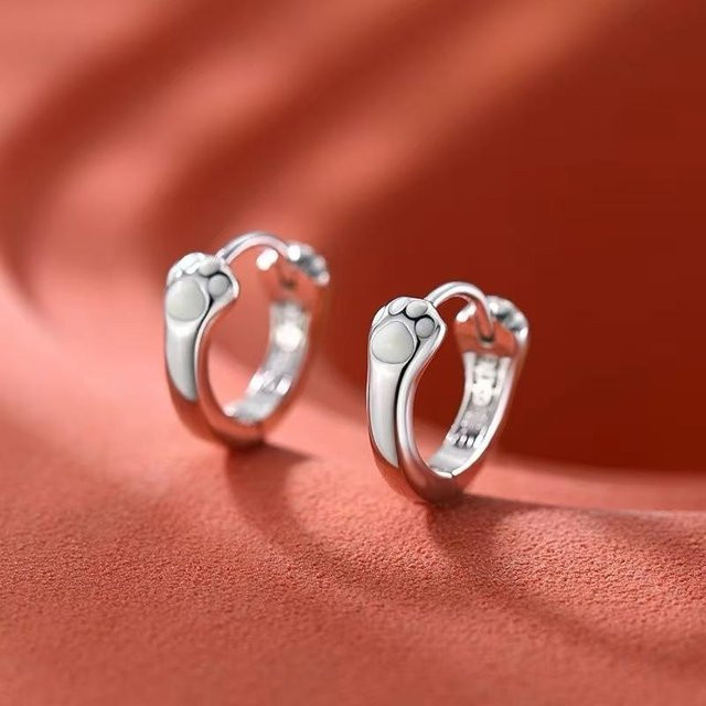 Creolen 925 Silber, Katzenpfote, Damen - Bild 1