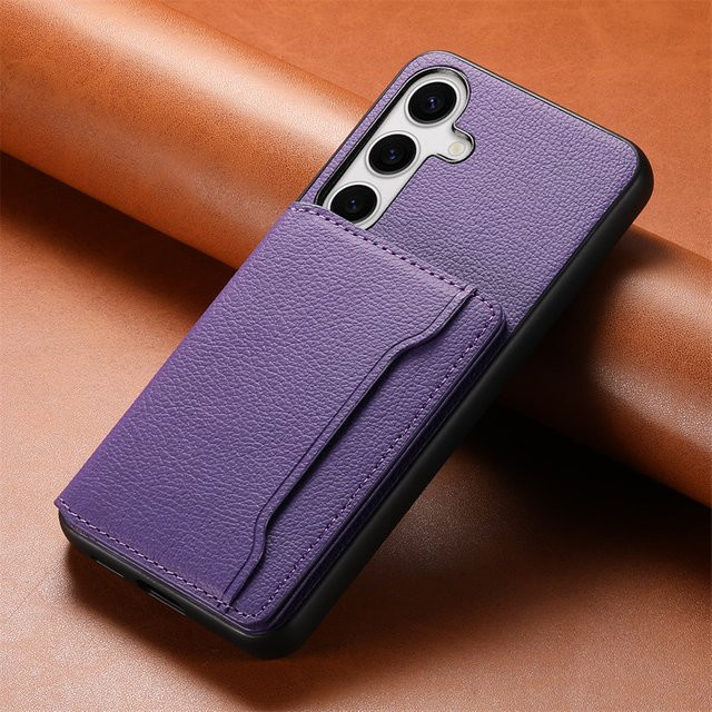 Denior Business Brieftasche Telefon Hülle aus Leder mit Kartenhalter für Samsung Galaxy A15 5G A25 5G A35 5G A55 5G A05s A54 5G in Schwarz oder Lila - Bild 1