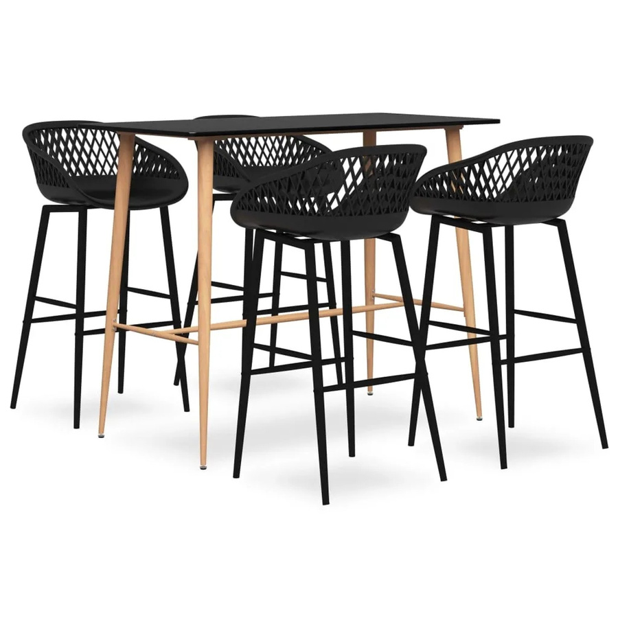 vidaXL 5-tlg. Bar-Set Modell 15 in Schwarz mit Tisch und Stühlen für den Garten - Bild 2