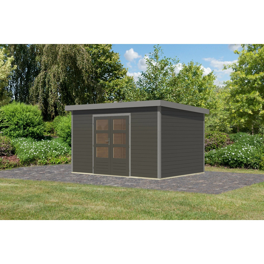 Karibu Gartenhaus Domingo 7 B in Terragrau/Grau, H x B x T: 240 x 219 x 360 cm - Bild 2