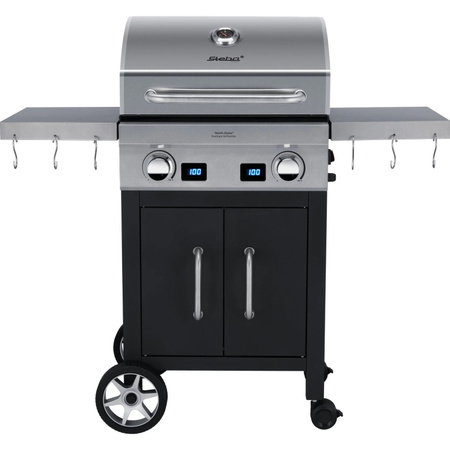 Steba Deluxe Grillcenter VG 7000 Devil’s Choice Elektrogrill in Schwarz und Silber aus Edelstahl und emailliertem Stahl