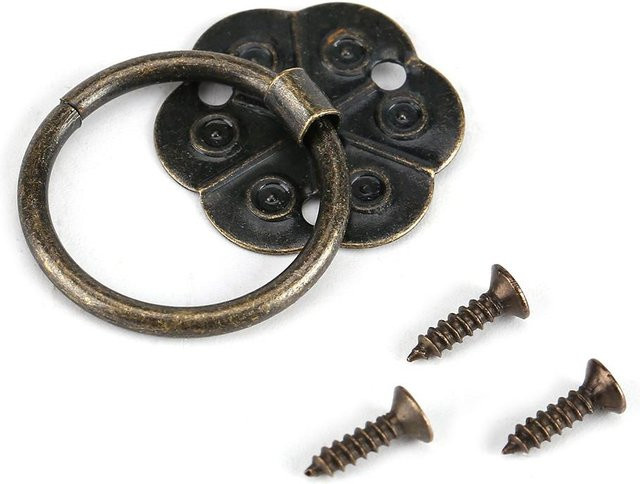 20er Set TOMTOP JMS Möbelgriffe aus Eisen in Gold und Braun, Ring-Schubladengriffe für Schrank und Schreibtisch, B/B: 2 x 2 cm - Bild 1