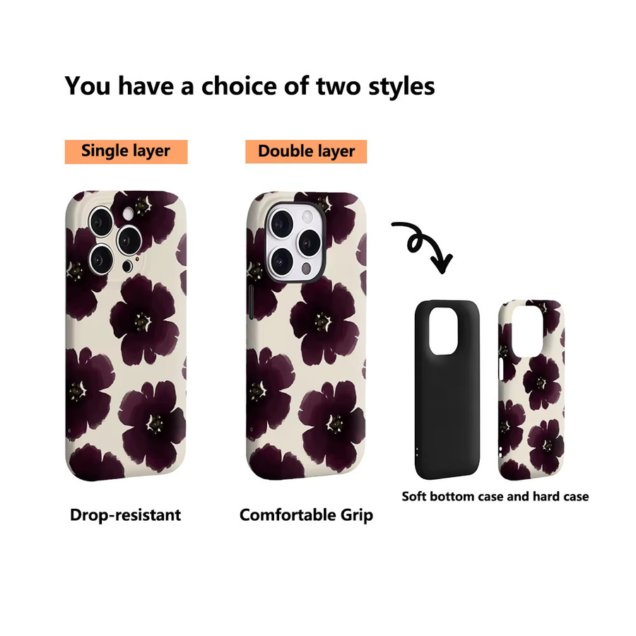 Potdemiel Handyhülle Violet Wash Blooms für iPhone 17 16 15 14 13 12 Pro Max Plus mit doppelschichtiger Rückseite in Violett - Bild 3
