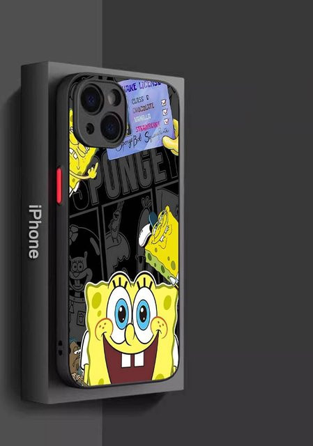 SpongeBob Anime Handyhülle für iPhone 11 12 13 14 15 16 Pro Plus X XS MAX Mattes Stoßfestes Bumper Case Multicolour - Bild 1