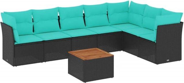 vidaXL 8-teilige Garten-Sofagarnitur aus Poly-Rattan und Akazienholz in Schwarz - Bild 1