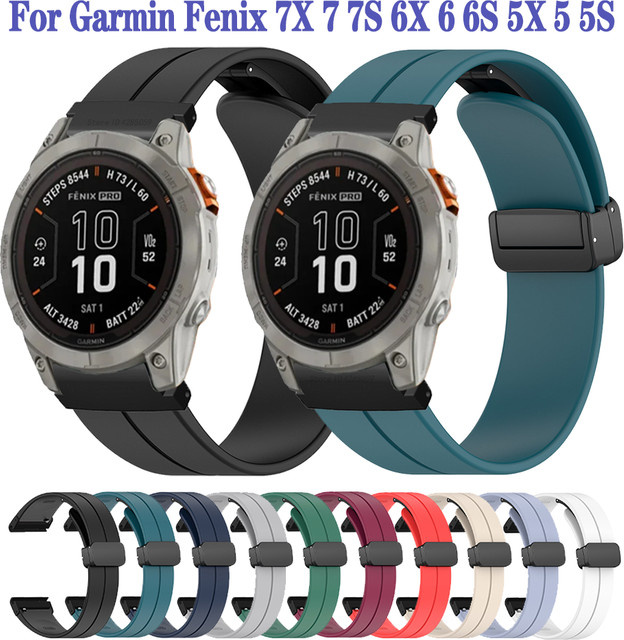 FIFATA Uhrenarmband Silikon, Magnetische Faltschließe, Schwarz, Unisex - Bild 1