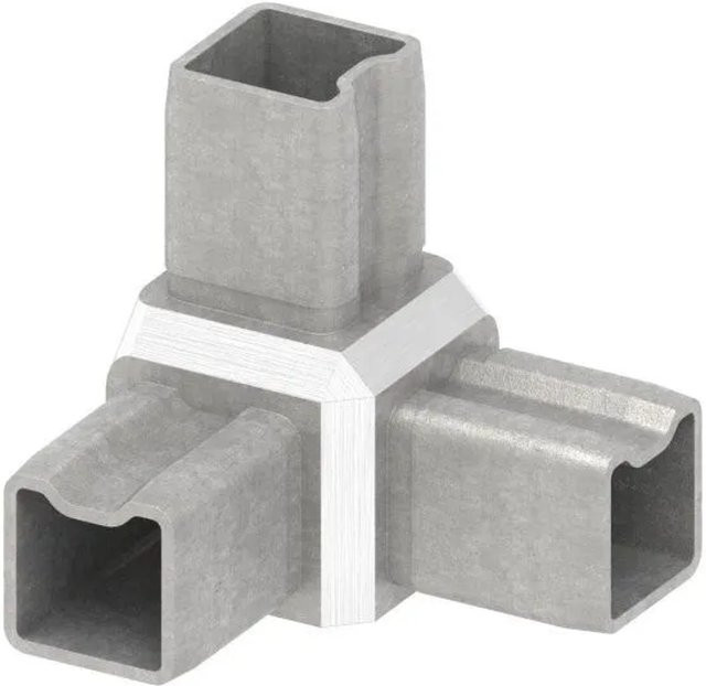 FeNau 3-Wege Steck-Eckverbinder aus V4A Edelstahl für Vierkantrohr 25 x 25 x 2 mm in Silber - Bild 1