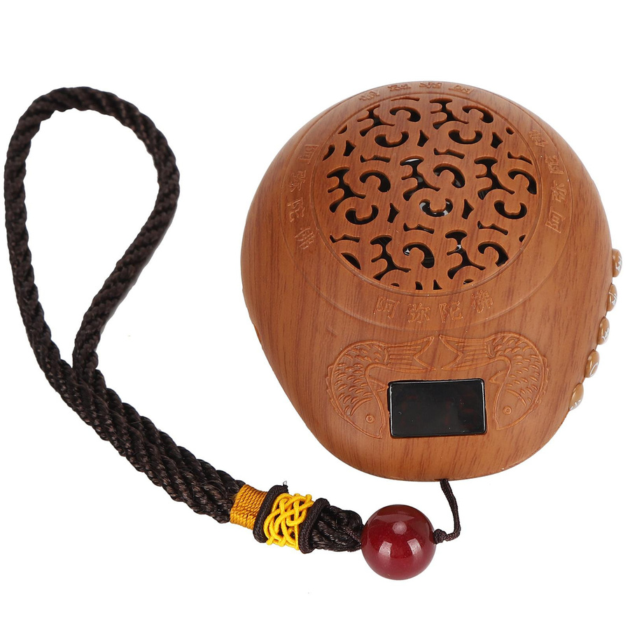 Wiederaufladbare Buddha-Maschine aus Kunststoff in Braun mit Tempel-Gesang und Schriftspiel im orientalischen Design - Bild 3