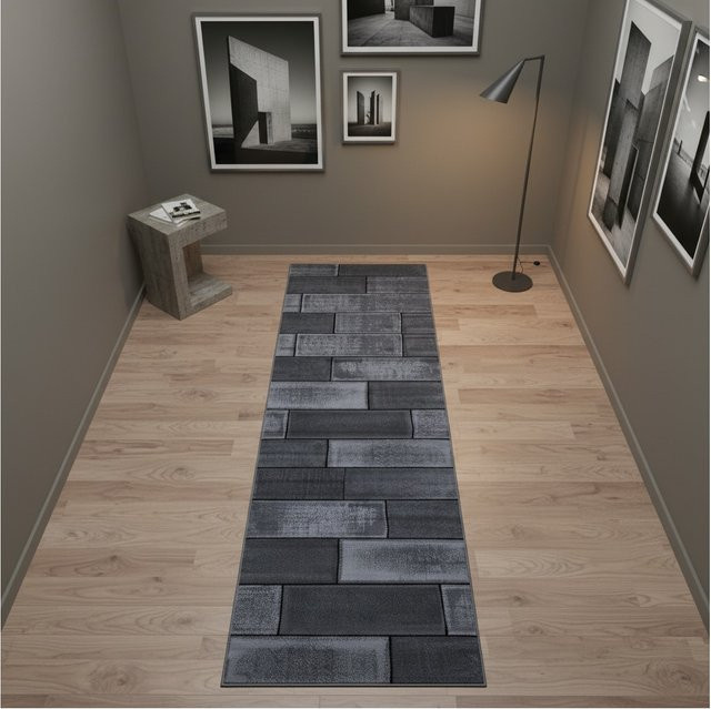 Kadima Design Kurzflorteppich INN in Steinoptik, Schwarz, Breite: 80 cm, Länge: 300 cm - Bild 1