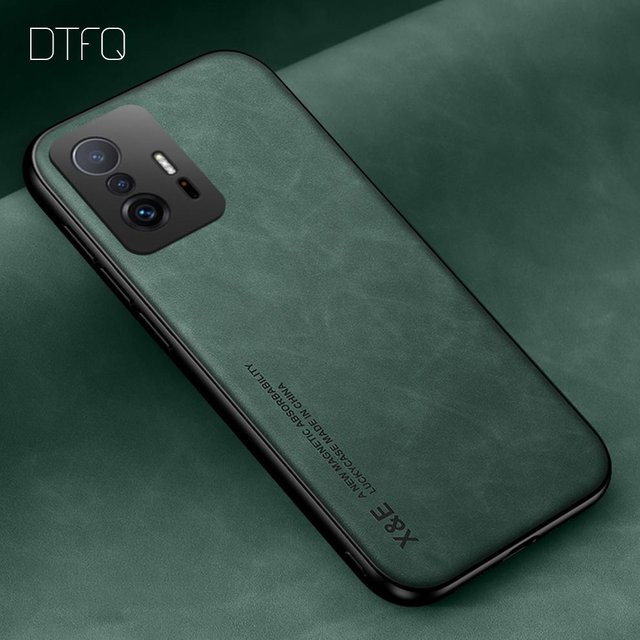 Luxus Lederhülle für Xiaomi 11T Pro und Xiaomi 11T mit magnetischer Autohalterung in Grün - Bild 1