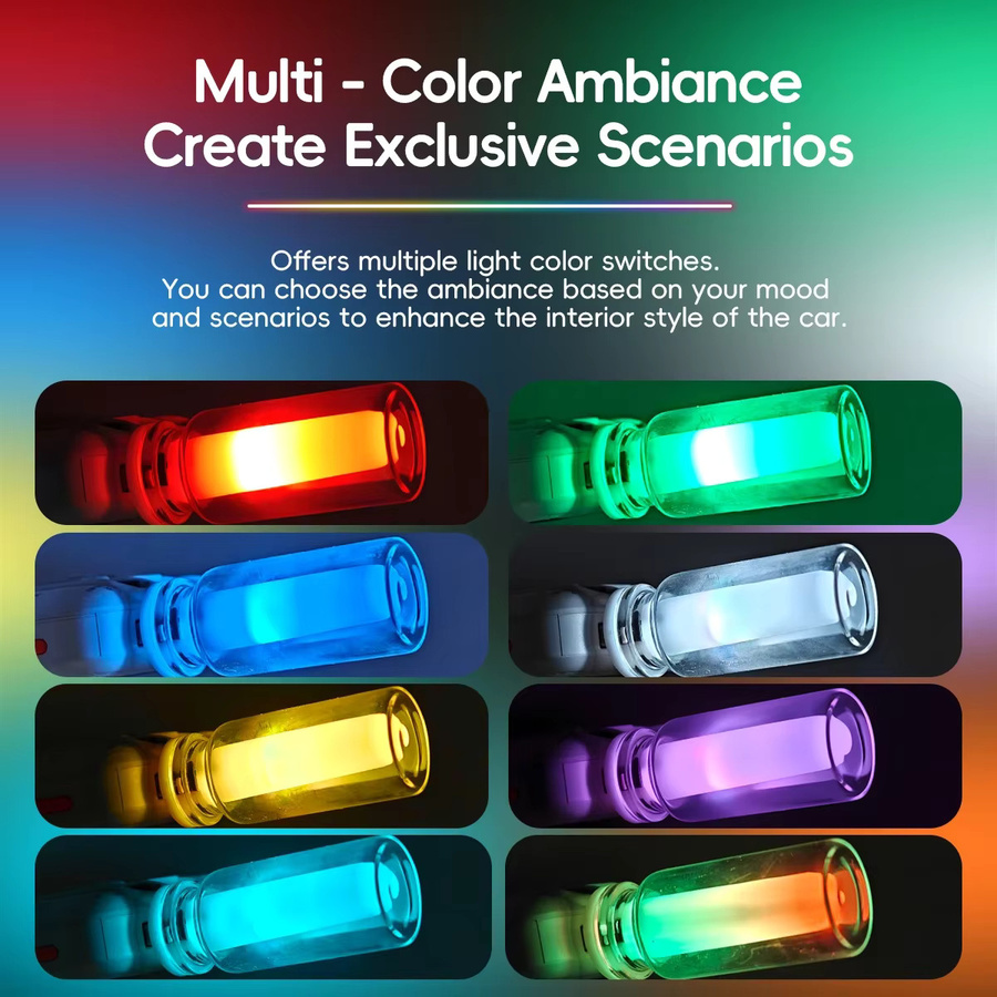 Kebedemm USB Auto-Nachtlicht mit RGB LED, dimmbar per Touch, dekorative Atmosphärenlampe in Multicolour und Transparent - Bild 4
