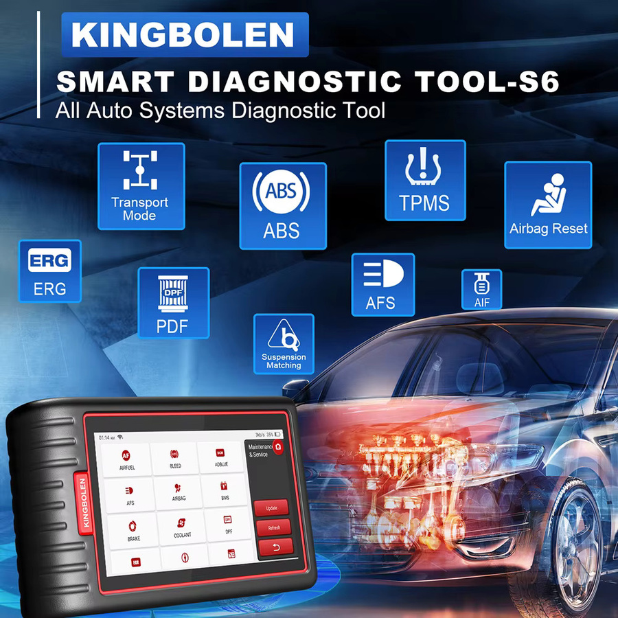 KINGBOLEN S6 Vollsystem-OBD2-Scanner professionelles Diagnosetool mit 28 Reset-Funktionen und EOBD-Scan-Tool FCA SGW in Schwarz - Bild 2