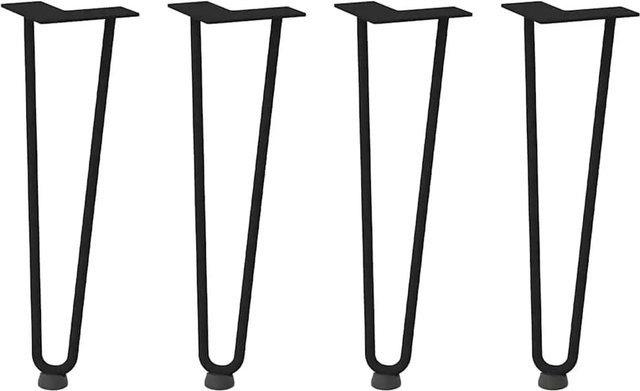 vidaXL Haarnadelbeine für Couchtisch aus Massivstahl in Schwarz Matt, 4 Stück, Höhe: 42 cm - Bild 1