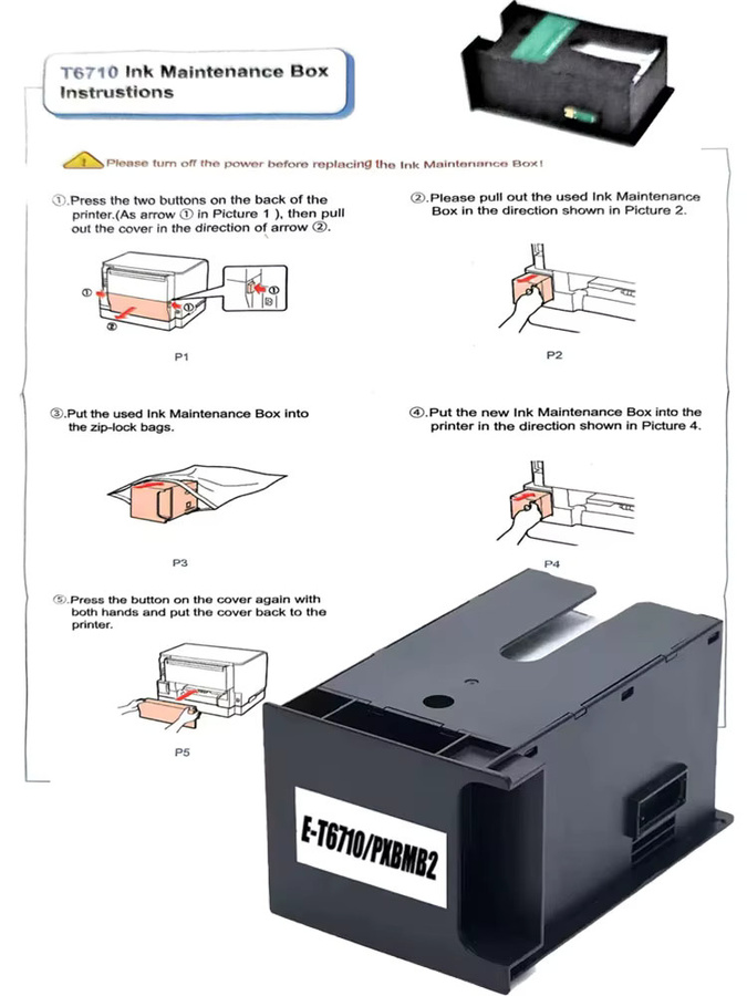Epson Wartungsbox T6710 für Drucker WP-4011 4015 4025 4520 4090 4515 4525 4530 4535 4540 4545 4590 4595 M4015 M4095 M4525 - Bild 2