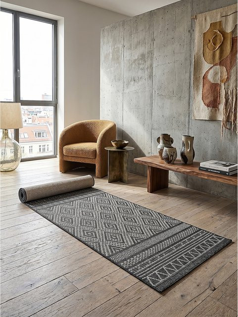 ESERA Kadima Design Läufer Anthrazit pflegeleicht B: 80 cm, L: 150 cm - Bild 1