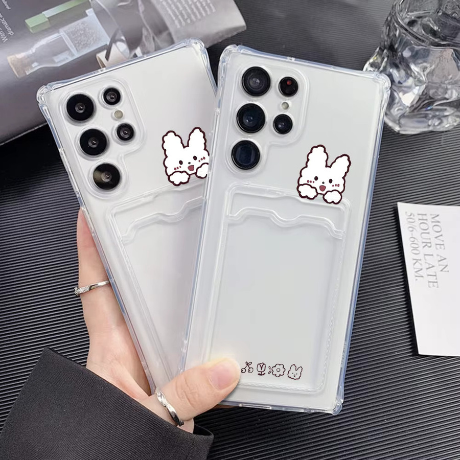 Silikon Handyhülle mit Kartenfach für Samsung Galaxy S25 Ultra, S24, S23, S22, A56 5G, A55, A54, A53, A52, FE in Transparent - Bild 4