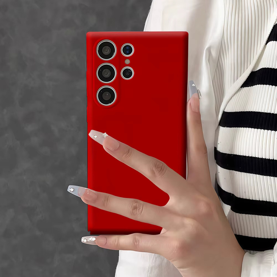 Crimson Grid Stoßfeste Handyhülle für Samsung Galaxy S26 S25 S24 S23 Ultra Plus in Rot mit robuster Doppelschicht-Rückabdeckung - Bild 5