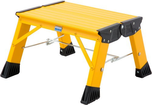 Krause Klapptritt Treppy aus Aluminium in Gelb mit 1 Stufe und rutschfesten Gummifüßen bis 150 kg Belastbarkeit - Bild 1