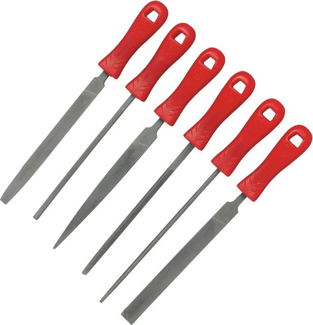 LUX-TOOLS Schlüsselfeilen Set 6-teilig in Rot, Länge: 100 mm - Bild 1