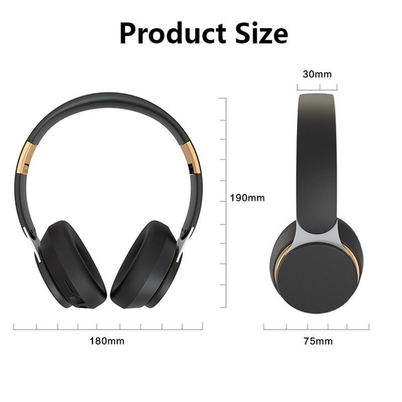 VAORLO Bluetooth 5.0 Kopfhörer mit Rauschunterdrückung, faltbares Stereo-Headset mit Mikrofon in Schwarz - Bild 3