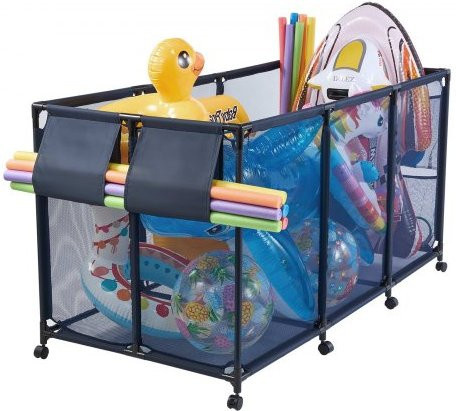 VEVOR Pool Storage Bin mit Rollen und Mesh-Korb, Schwarz/Blau, B/T/H: 175,5 x 81,5 x 89 cm - Bild 1