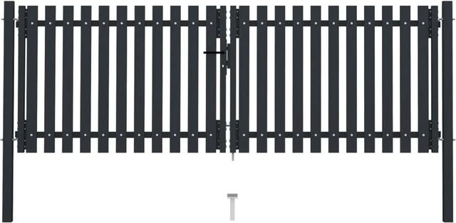 vidaXL Doppelflügel Zauntor aus Stahl in Anthrazit B: 306 cm, H: 150 cm - Bild 1