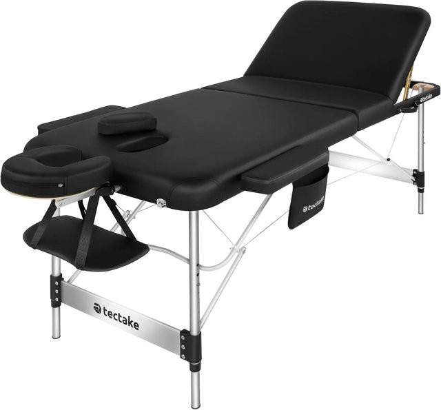 tectake 3 Zonen Massageliege Ko Tao in Schwarz mit Aluminiumgestell und verstellbarer Kopfstütze, B/T/H: 212 x 78 x 90 cm - Bild 2