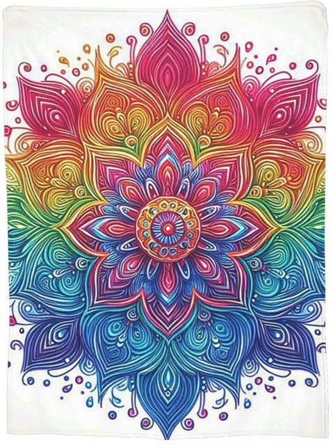 YunhengTechnology Fleece Kuscheldecke mit Mandala Blume Design in Multicolour, B/H: 80 x 120 cm - Bild 1