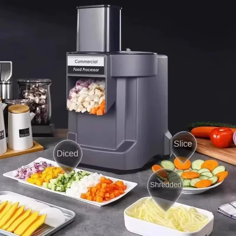 DWiusty Gewerbliche Gemüseschneidemaschine zum Schneiden, Zerkleinern und Würfeln in Grau, 220V Lebensmittelprozessor - Bild 4