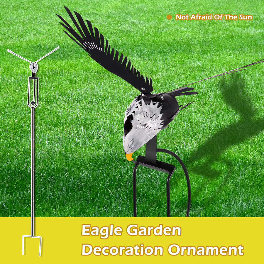 Wetterbeständiger Eulen Wind Spinner aus Metall in Schwarz für die Garten Dekoration - Bild 1