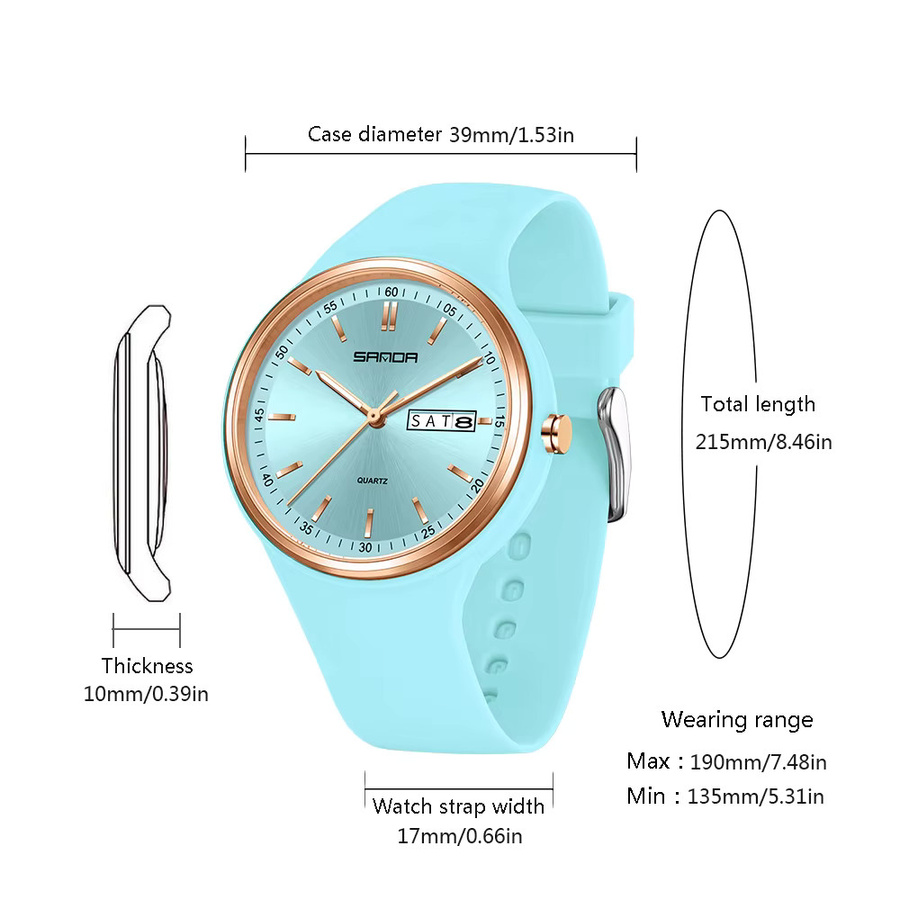 SANDA Armbanduhr, Quarz, Silikon, Blau, Damen - Bild 1