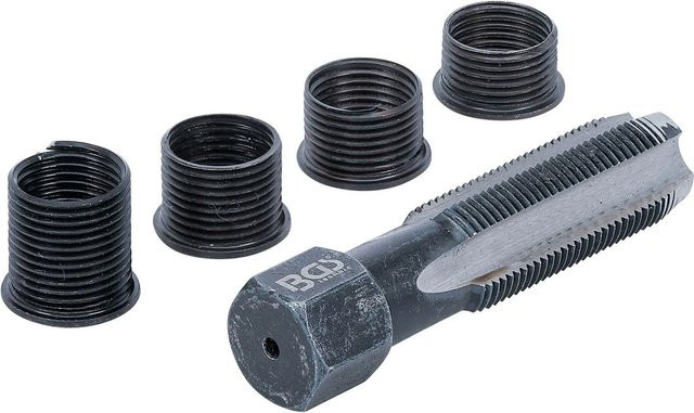 BGS Reparatursatz für Zündkerzengewinde M14 x 1,25 mm, 5-teilig, schwarz - Bild 1