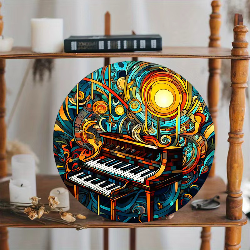 Potdemiel Aluminium-Metallschild mit Klaviertasten und Musiknoten, Wanddekoration in Mehrfarbig, B/H: 20,3 x 20,3 cm - Bild 4