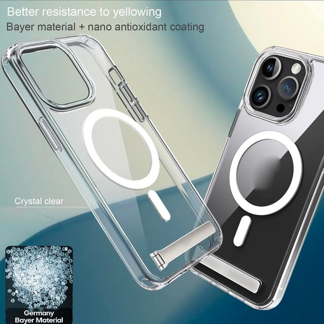 UYUXIO Transparente Magnetische Handyhülle mit Ständer für iPhone 11 bis iPhone 17 Pro Max - Bild 1