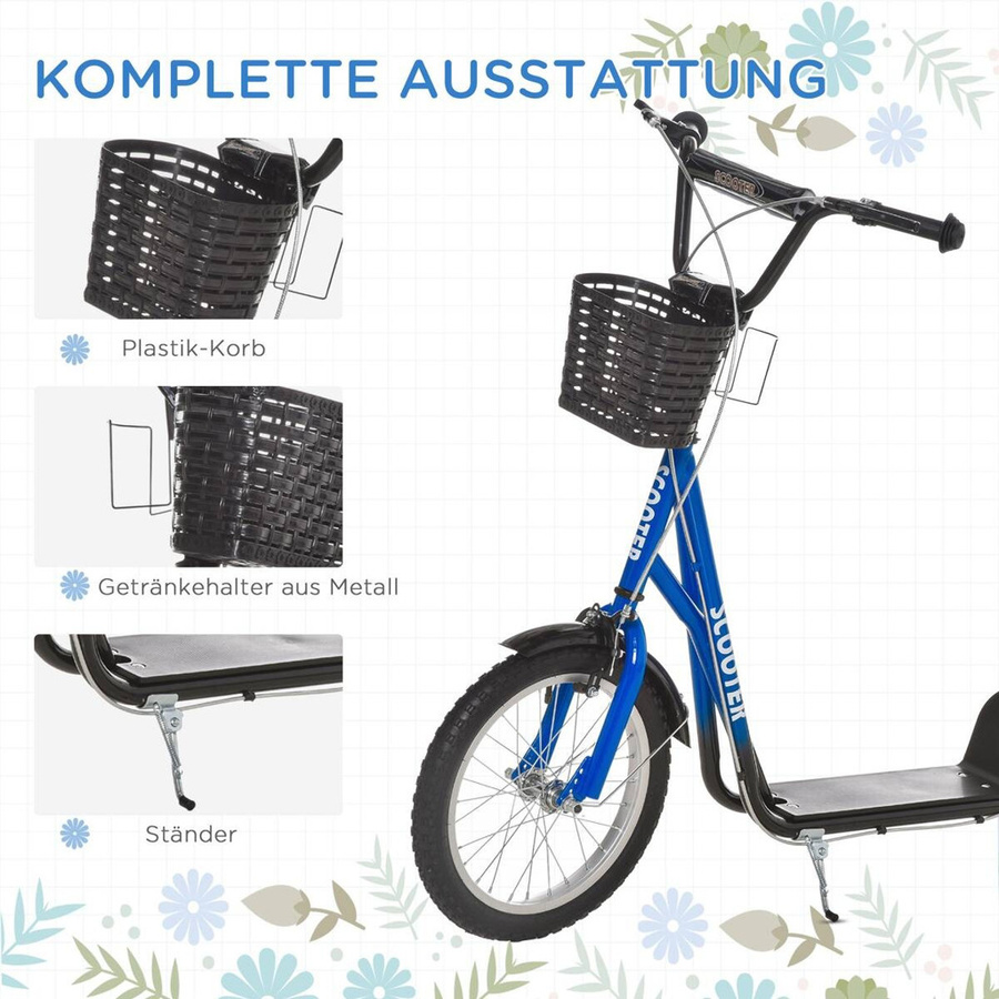 HOMCOM Kinderroller blau mit Bremse höhenverstellbar - Bild 4