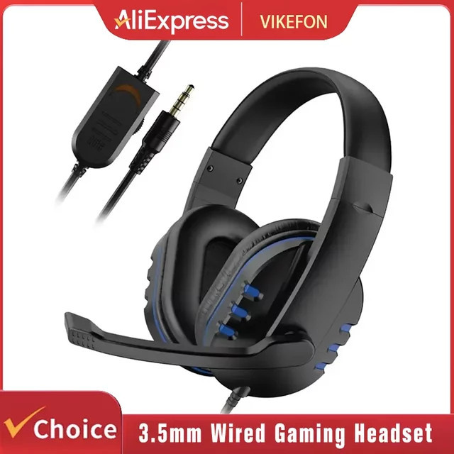 VIKEFON On-Ear Gaming-Kopfhörer mit Mikrofon und Rauschunterdrückung in Schwarz, kabelgebunden mit 3,5 mm Klinkenanschluss für PC, Android, Laptop, PS4, PS5 und Nintendo - Bild 1
