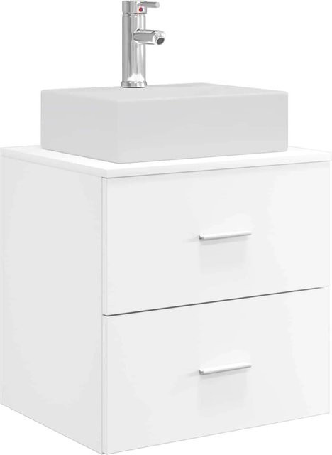 vidaXL Wandmontierter Waschtisch in Weiß, Modernes Badezimmer-Design aus MDF, B/T/H: 49,5 x 41 x 62,5 cm - Bild 1