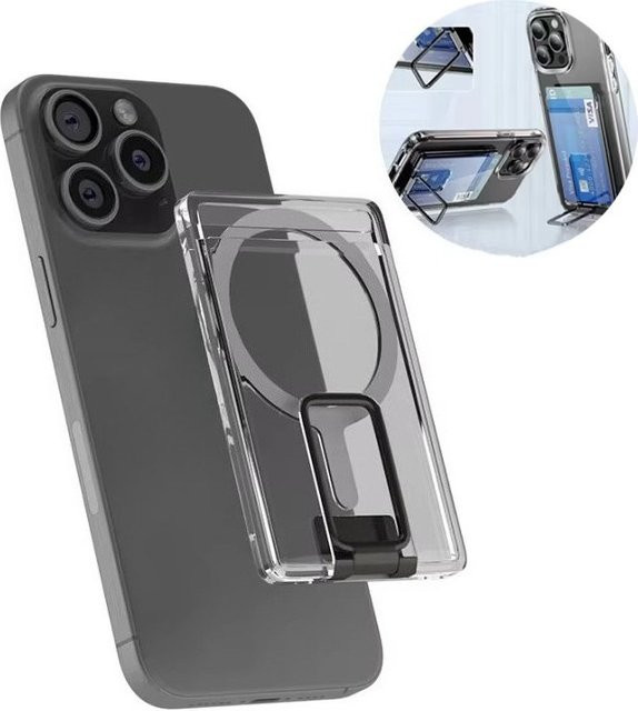 Magnetischer transparenter Kartenhalter in Gold für MagSafe und iPhone sowie Samsung S25 Ultra als ID- und Kreditkartenfach - Bild 1