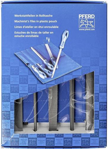 PFERD Werkstattfeilen-Set 5-teilig mit Raspeln in blauer PVC-Rolltasche, Länge: 200 mm - Bild 1