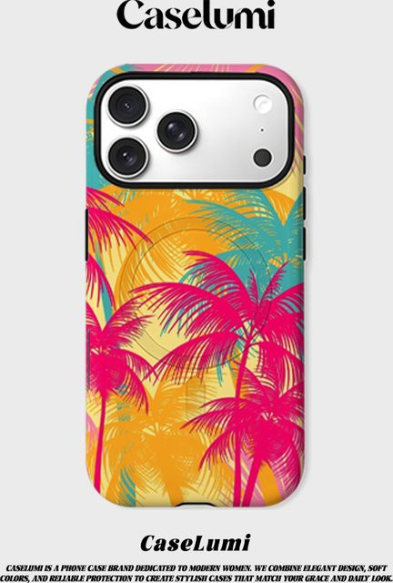 CaseLumi Matte Bumper Schutzhülle mit MagSafe für iPhone 17 16 15 14 13 Pro Max Tropical Palm Vibes in Multicolour - Bild 1