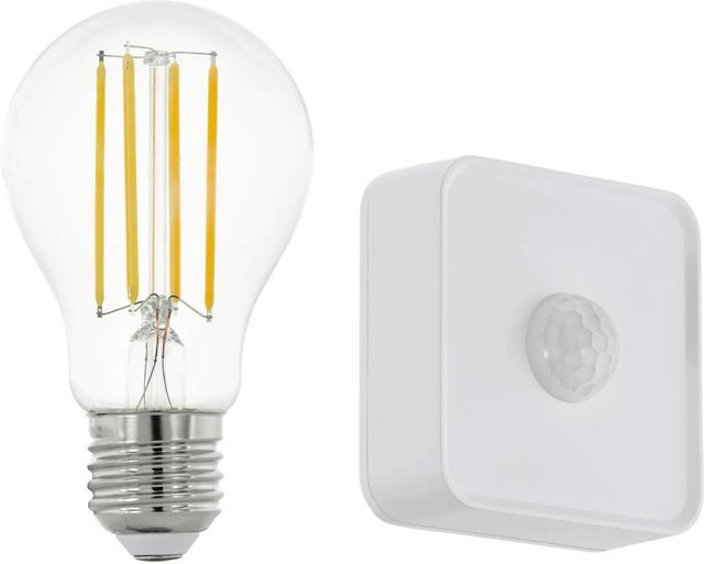Eglo LED Filament Leuchtmittel A60 E27 Neutralweiß mit Bewegungssensor und Dämmerungssensor, transparent - Bild 1