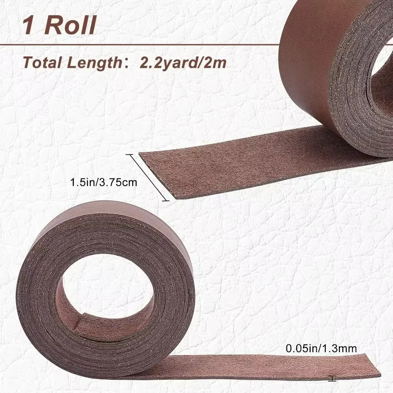 Echtlederband Rolle in Braun für DIY Bastelprojekte, Breite: 3,81 cm, Länge: 198,12 cm - Bild 2
